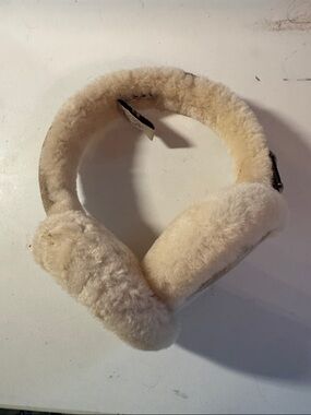 UGG Cream Plush Over-Ear Headphones with Shearling Trim